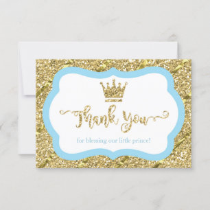 Little Prince Dankeschön Card, Blau, Imitats Glitz Dankeskarte