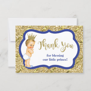 Little Prince Dankeschön Card, Blau, Imitats Glitz Dankeskarte