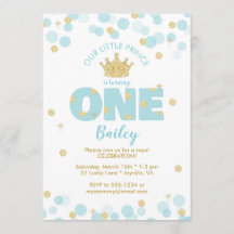 Little Prince First Birthday Blue Gold