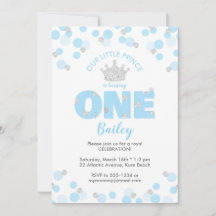 Little Prince First Birthday Light Blue Silver