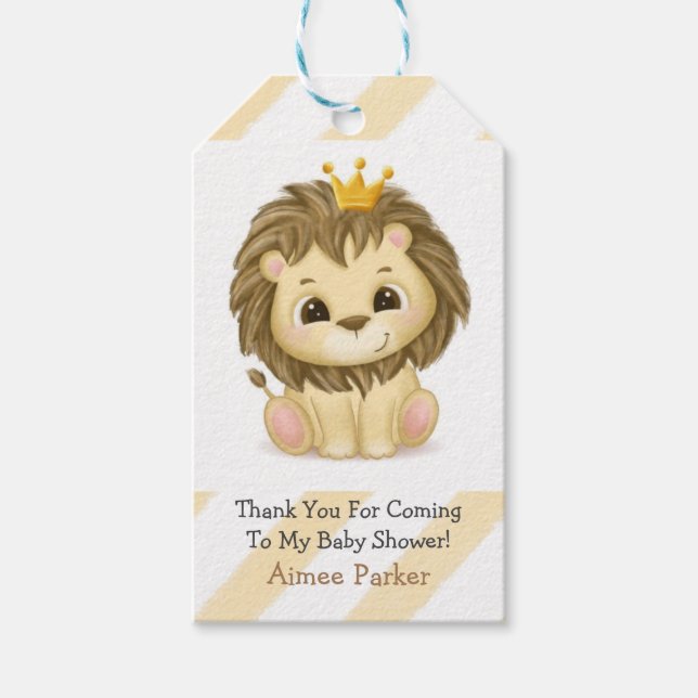 Little Prince Lion Boy Baby Dusche Danke Geschenkanhänger (Vorderseite)