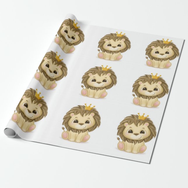 Little Prince Lion Boy Baby Dusche Geschenkpapier (Ungerollt)