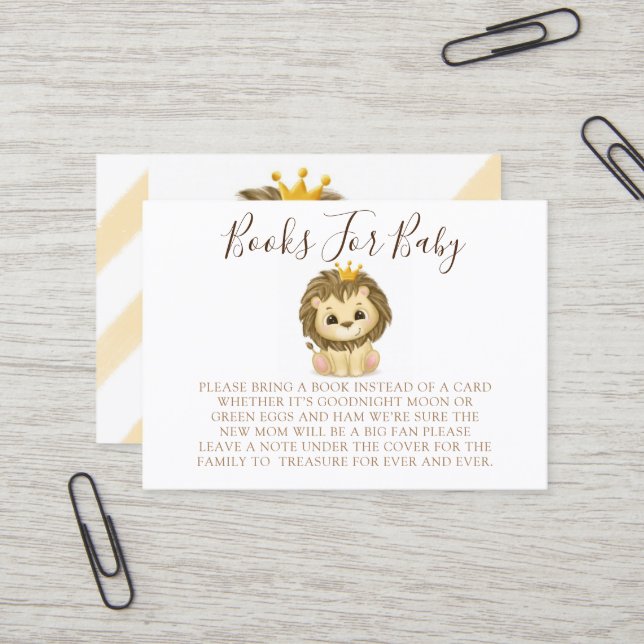 Little Prince Lion Boy Books for Baby Visitenkarte (Vorderseite/Rückseite Beispiel)