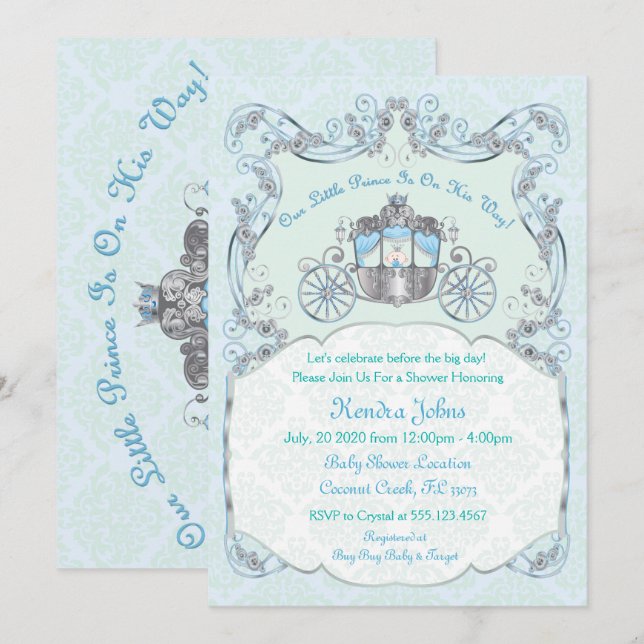 Little Prince, Royal Baby Shower Einladungen (Vorne/Hinten)