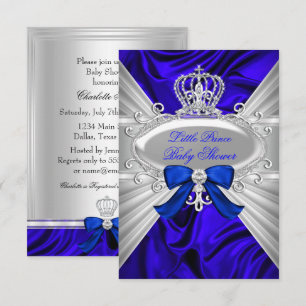 Little Prince Royal Blue Boy Baby Shower Einladung