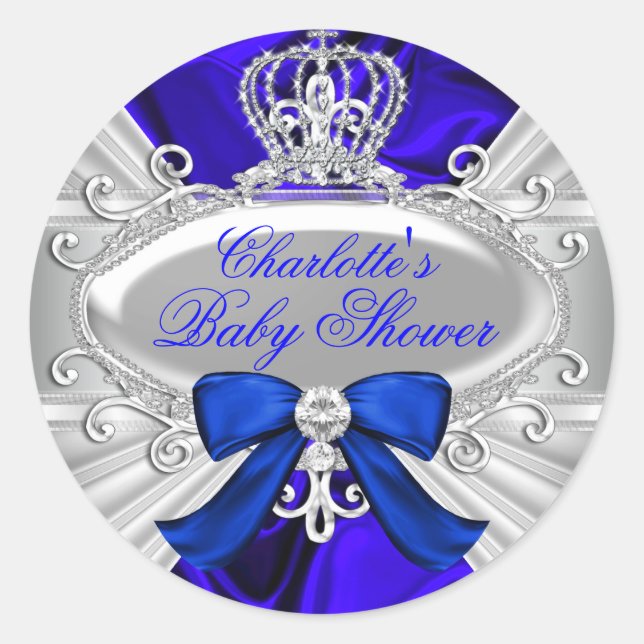 Little Prince Royal Blue Boy Babyaufkleber Runder Aufkleber (Vorderseite)