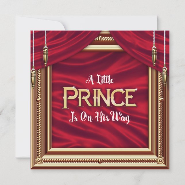 Little Prince Royal Red Boy Baby Einladung (Vorderseite)