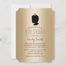 Little Prince Silhouette Gold Metallic Babydusche Einladung