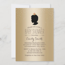 Little Prince Silhouette Gold Metallic Babydusche Einladung