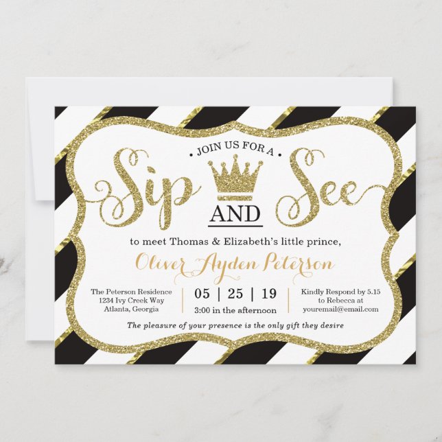Little Prince Sip and See Baby Shower Einladung (Vorderseite)