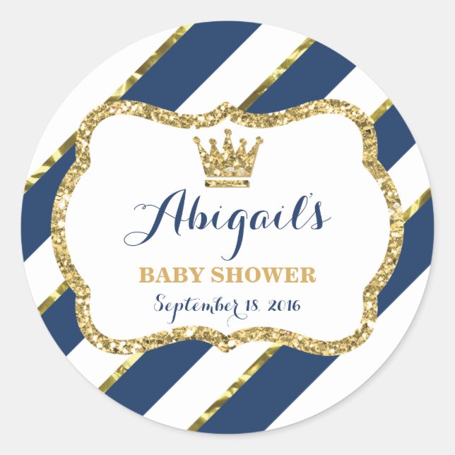 Little Prince Sticker, Navy Blue, Imitate Glitzer Runder Aufkleber (Vorderseite)