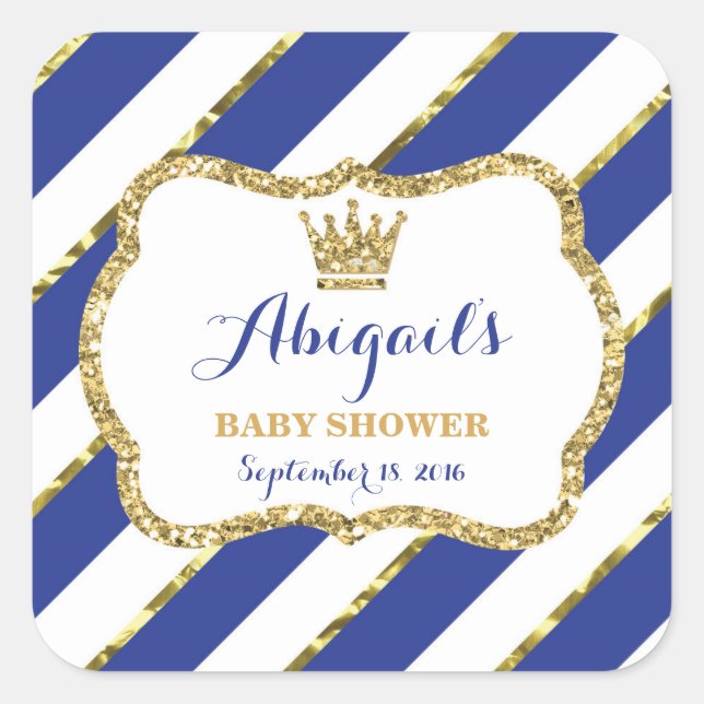 Little Prince Sticker, Royal Blue Imitats Glitzer Quadratischer Aufkleber (Vorderseite)