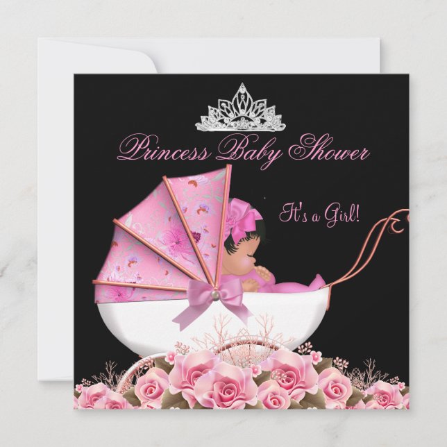 Little Princess Baby Shower Baby Girl Pink Rose 3a Einladung (Vorderseite)