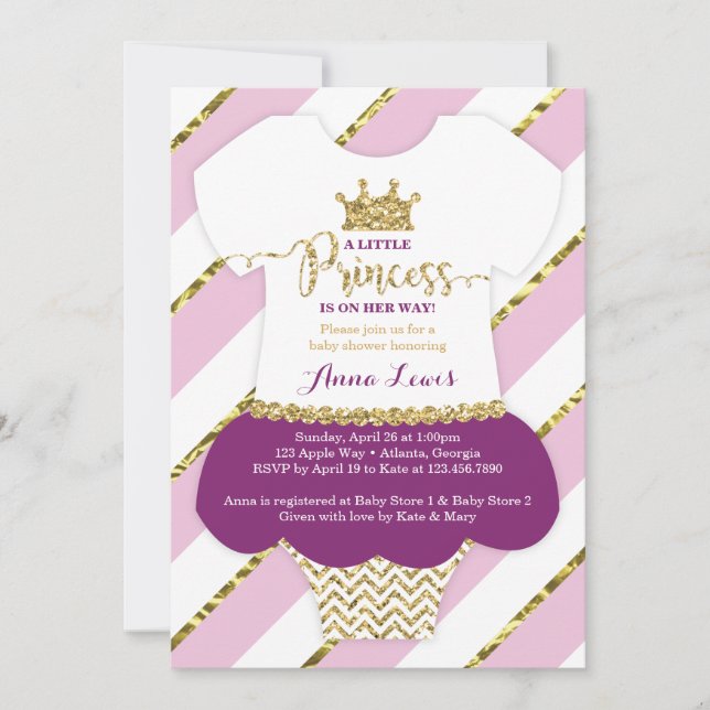 Little Princess Baby Shower Einladung, Imitate Gli Einladung (Vorderseite)