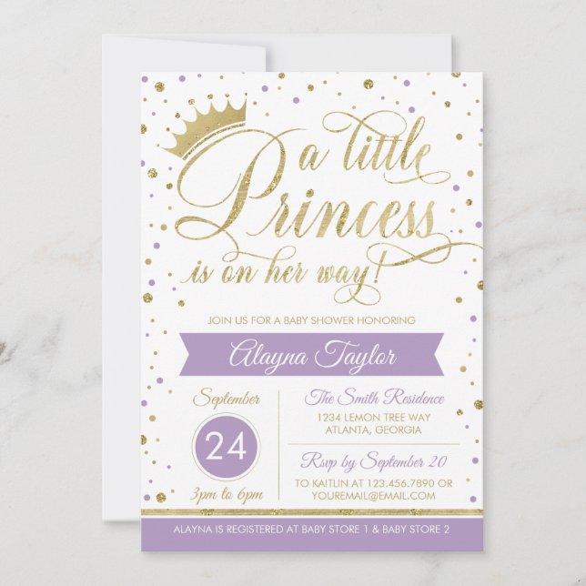 Little Princess Baby Shower Einladung, Imitate Gli Einladung (Vorderseite)