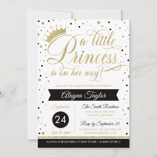 Little Princess Baby Shower Einladung, Imitate Gli Einladung (Vorderseite)