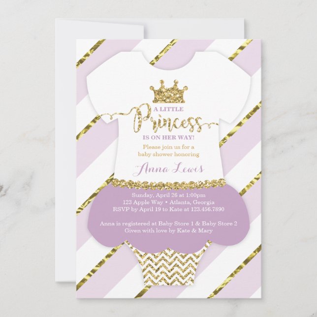 Little Princess Baby Shower Einladung, Imitate Gli Einladung (Vorderseite)