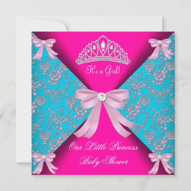 Little Princess Baby Shower Girl Aquamarin Blue Pi Einladung (Vorderseite)
