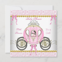 Little Princess Baby Shower Girl Pink Carriage 2 Einladung
