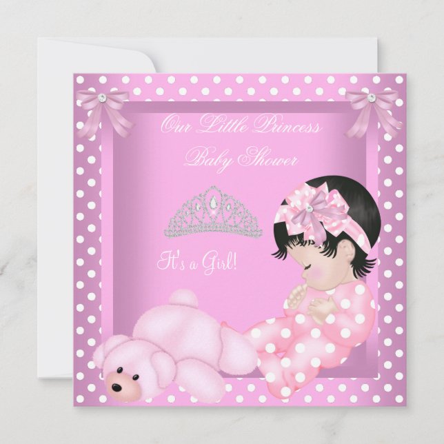 Little Princess Baby Shower Girl Pink Polka Dot 2 Einladung (Vorderseite)