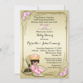 Little Princess Baby Shower Invitation, Gold Einladung
