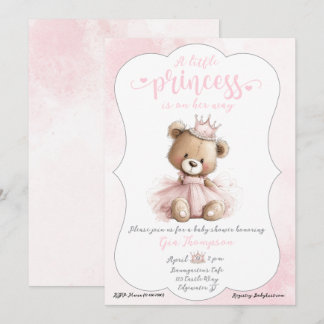 Little Princess Baby Shower Invitation with Teddy Einladung