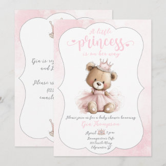 Little Princess Baby Shower Invitation with Teddy  Einladung