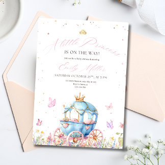 Little Princess Baby Shower Pink Royal Theme Girl Einladung