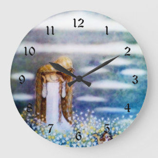 Little Princess Cottongrass Große Wanduhr