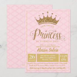 Little Princess Crown Girl Einladung zum 1. Geburt