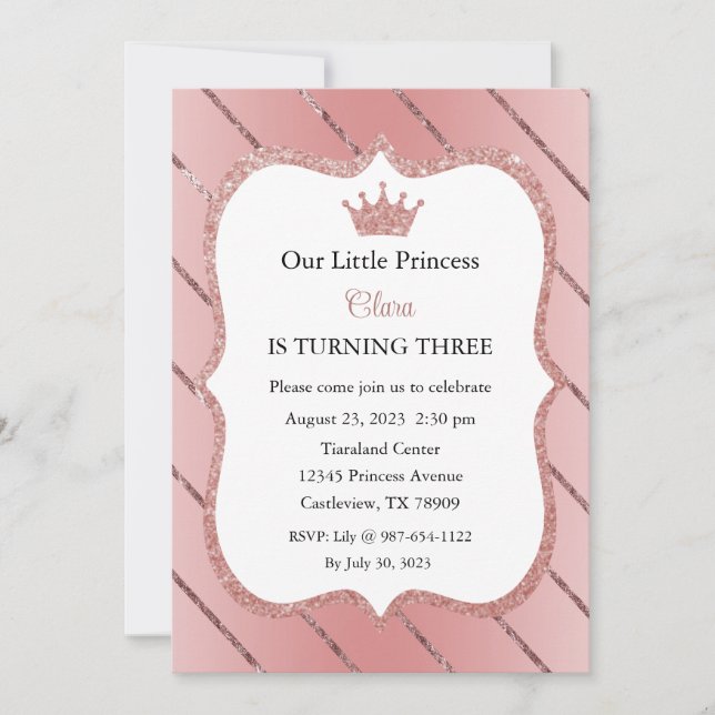 Little Princess Einladung, Prinzessin Geburtstag Einladung (Vorderseite)
