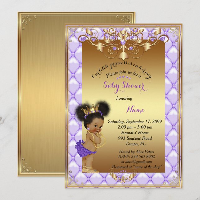 Little Princess, Einladung zur Babydusche, (Vorne/Hinten)