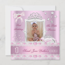 Little Princess First Birthday Party Foto Einladung
