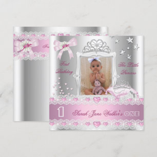 Little Princess First Birthday Party Foto Einladung