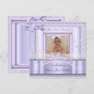 Little Princess First Birthday Party Foto Lilac 2 Einladung