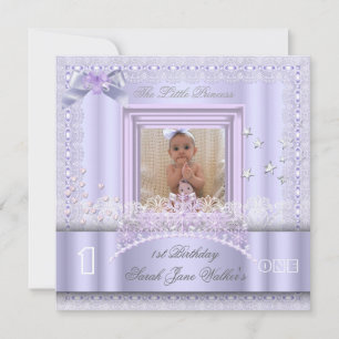 Little Princess First Birthday Party Foto Lilac Einladung