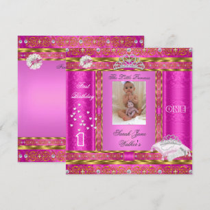Little Princess First Birthday Party Foto Pink Einladung