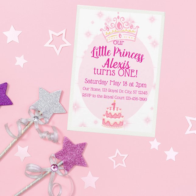 Little Princess First Birthday, Pink Crown  Einladung (Von Creator hochgeladen)