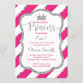 Little Princess Geburtstagseinladung Pink Silver Einladung