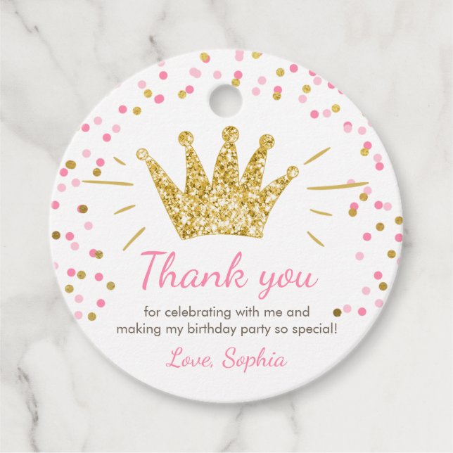 Little Princess Girl Birthday Pink Gold Crown Geschenkanhänger (Vorderseite)