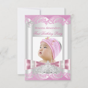 Little Princess Girl First Birthday Party Foto Einladung