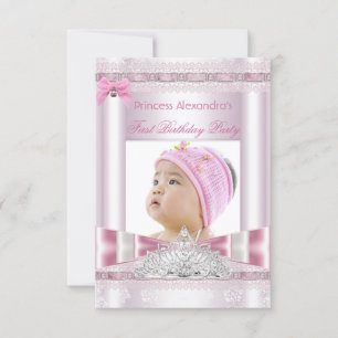 Little Princess Girl First Birthday Party Foto Einladung