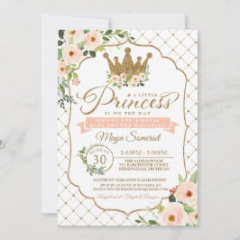 Little Princess Gold Floral Royal Baby Dusche Einladung