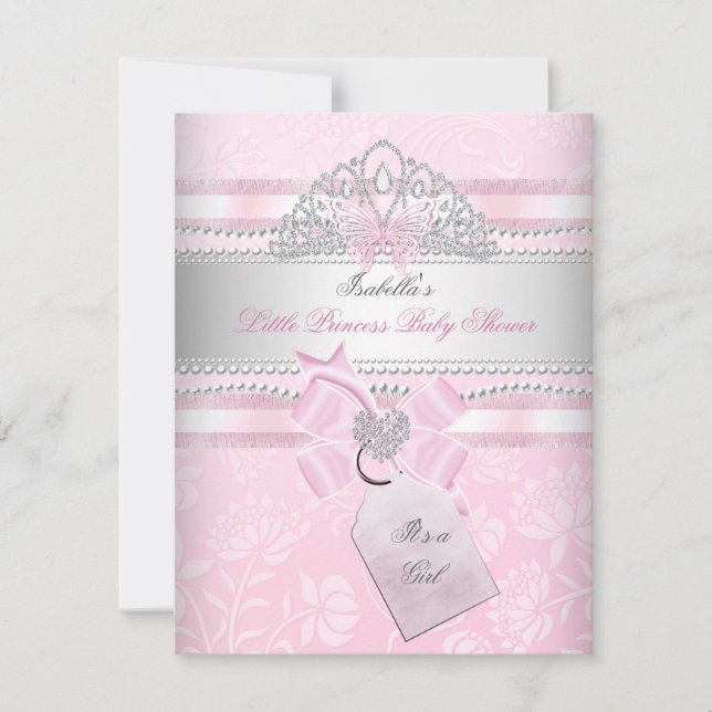 Little Princess Hübsch Baby Shower Girl Butterfly Einladung (Vorderseite)