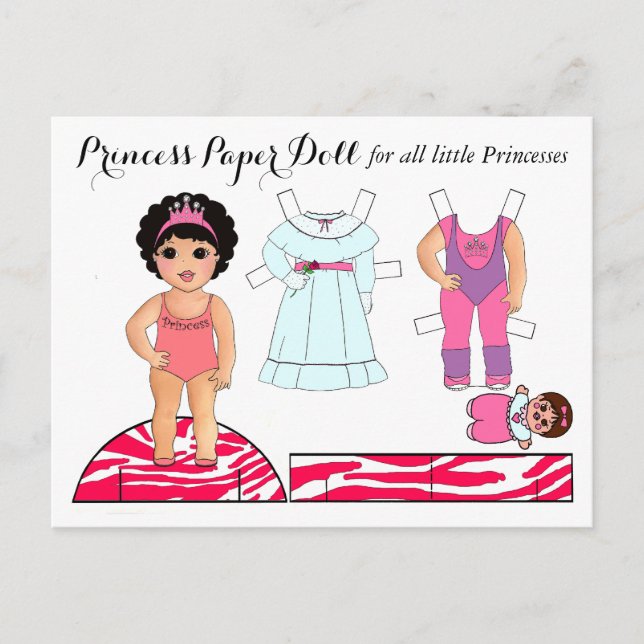 "Little Princess" Paper Doll Party Postkarten (Vorderseite)