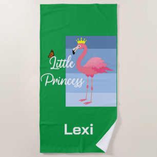 Little Princess Pink Flamingo Design - Beach Towe Strandtuch