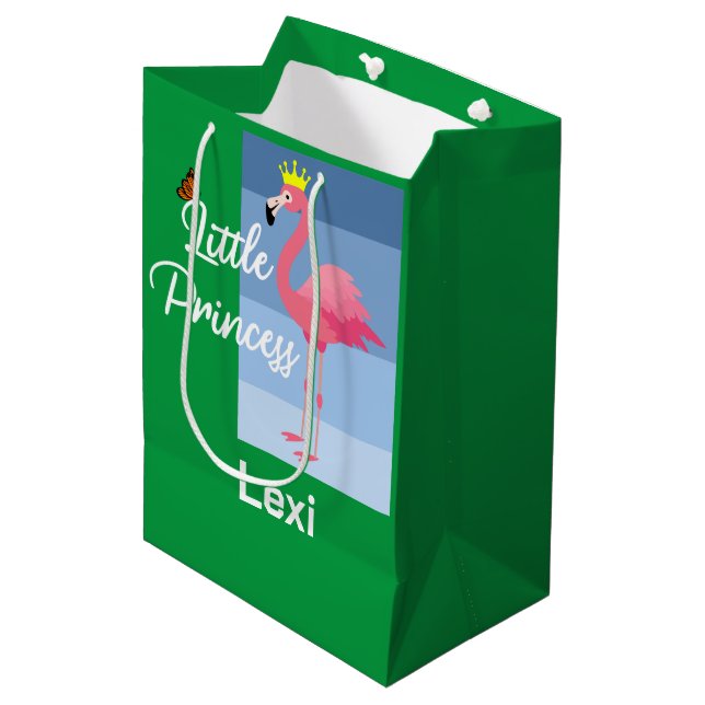 Little Princess Pink Flamingo Design - Geschenkbeu Mittlere Geschenktüte (Vorderseite Schrägansicht)