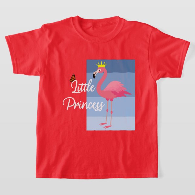 Little Princess Pink Flamingo Design - Girls' Basi T-Shirt (Ablage )