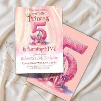 Little Princess Pink Girl 5. Geburtstag Einladung