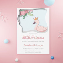 Little Princess Pink Swan Floral Girl Babydusche